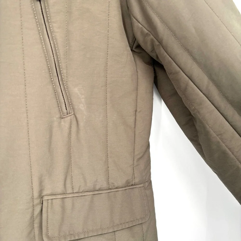Banana Republic Quilted Barn Jacket Sz XL Olive Green Plaid Lined Classic Preppy